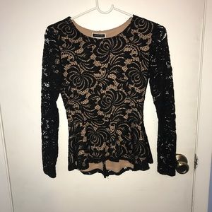 Black Lacy Peplum Shirt